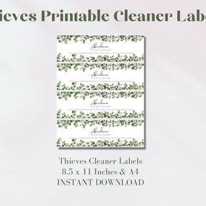 PRINTABLE ABUNDANCE Thieves Cleaner Label | Printable All Purpose Cleaner Label | 16 oz Thieves Spray Bottle Label | Instant Download