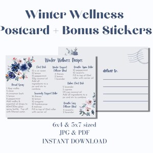 WINTER WELLNESS Recept Ansichtkaart Met Bonus Roller Zieker Vel Afdrukbare | Winter etherische olie afdrukbare | Jong Wonen | Direct downloaden