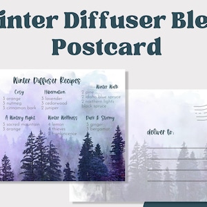 WINTER DIFFUSER BLENDS Rezept Postkarte | Winter Ätherisches Öl Diffusor Blend Printable Postkarte | Junge Wohnöle| Sofort Download