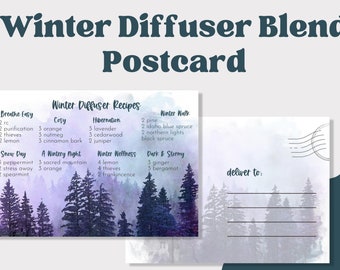 WINTER DIFFUSER BLENDS Recipe Postcard | Winter Essential Oil Diffuser Blend Printable Postcard | Young Living Oils| Instant Download