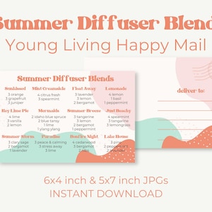 SUMMER DIFFUSER BLENDS Ricetta Cartolina / Oli Essenziali Estivi Young Living / Cartolina Stampabile / Young Living Mail / Instant Download