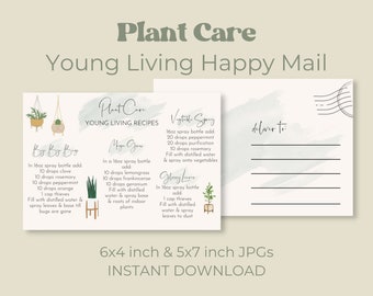 PLANT CARE With Essential Oils Young Living Postcard | Indoor Plant Essential Oil Printable Postcard | Young Living | Instant Download