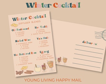 WINTER COCKTAIL Diffuseur Blend Carte postale | Huiles essentielles d’hiver Young Living | | de cartes postales imprimables | de courrier Young Living Téléchargement instantané