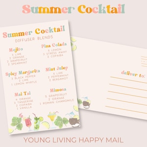 ZOMER COCKTAIL Diffuser Blend Ansichtkaart | Zomer etherische oliën Young Living | Afdrukbare ansichtkaart | Young Living Mail | Direct downloaden