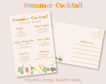 SUMMER COCKTAIL Diffuser Blend Postcard | Summer Essential Oils Young Living | Printable Postcard | Young Living Mail | Instant Download