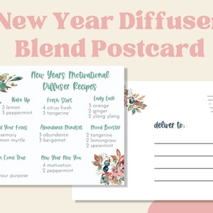 NEW YEARS DIFFUSER Blends Receta Postal / Año Nuevo Essential Oil Diffuser Blend Postal imprimible / Young Living Oils/ Instant Download