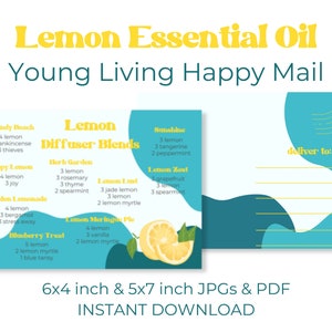 ZITRONE Ätherisches Öl DIFFUSOR BLEND Postkarte | Ätherisches Öl Postkarte zum Ausdrucken | Young Living Lemon Duftmischungen | Sofort Download