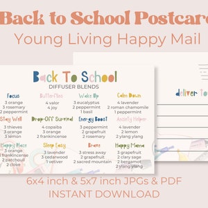 DE VOLTA À ESCOLA o difusor mistura a receita Cartão Postal | Cartão imprimível vivo novo dos óleos essenciais cartão postal | Correio Jovem Vivo | Download instantâneo