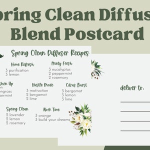 FRÜHLINGSREINER DIFFUSOR Blends Rezept Postkarte | Frühling Ätherisches Öl Diffusor Blend Printable Postkarte | Junge Wohnöle | Sofort Download