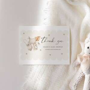 Bedankkaart boho babymeisje douche, beige neutraal A5 bedankkaart, boho pampa bedankt, boho babykleding thema babyshower #BHB1