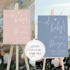 Babyparty Willkommensschild, minimalistisches Oh-Baby-Schaumstoffbrett Zeichen, rosa blau salbeigrünes Babyparty-Eintrittsschild, einfaches Babypartydekor