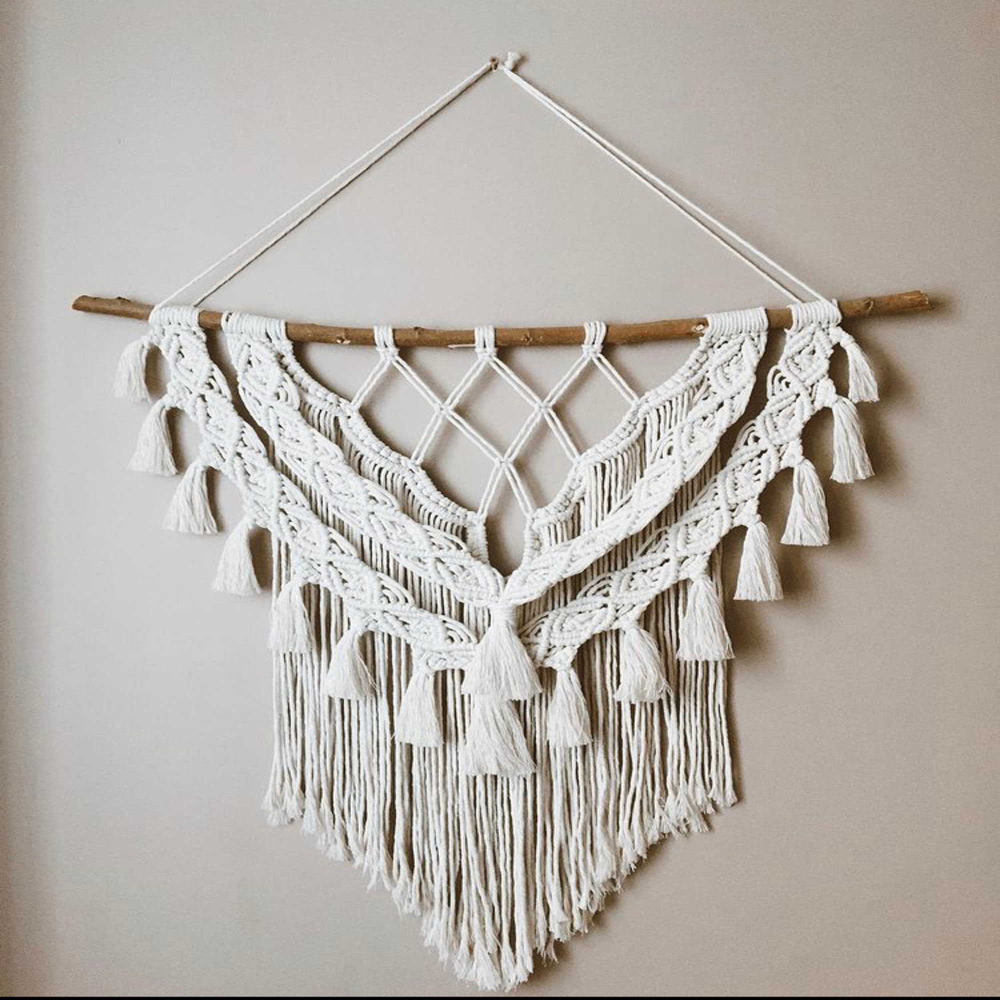 Macrame Wall Hanging Rustic Home Decor Boho Design Handmade Etsy