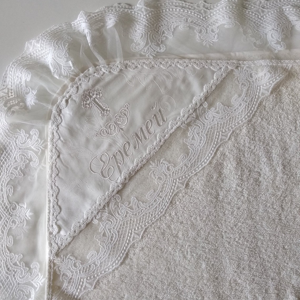 Personalized ivory Baptism blanket Baby Christening shawl Etsy