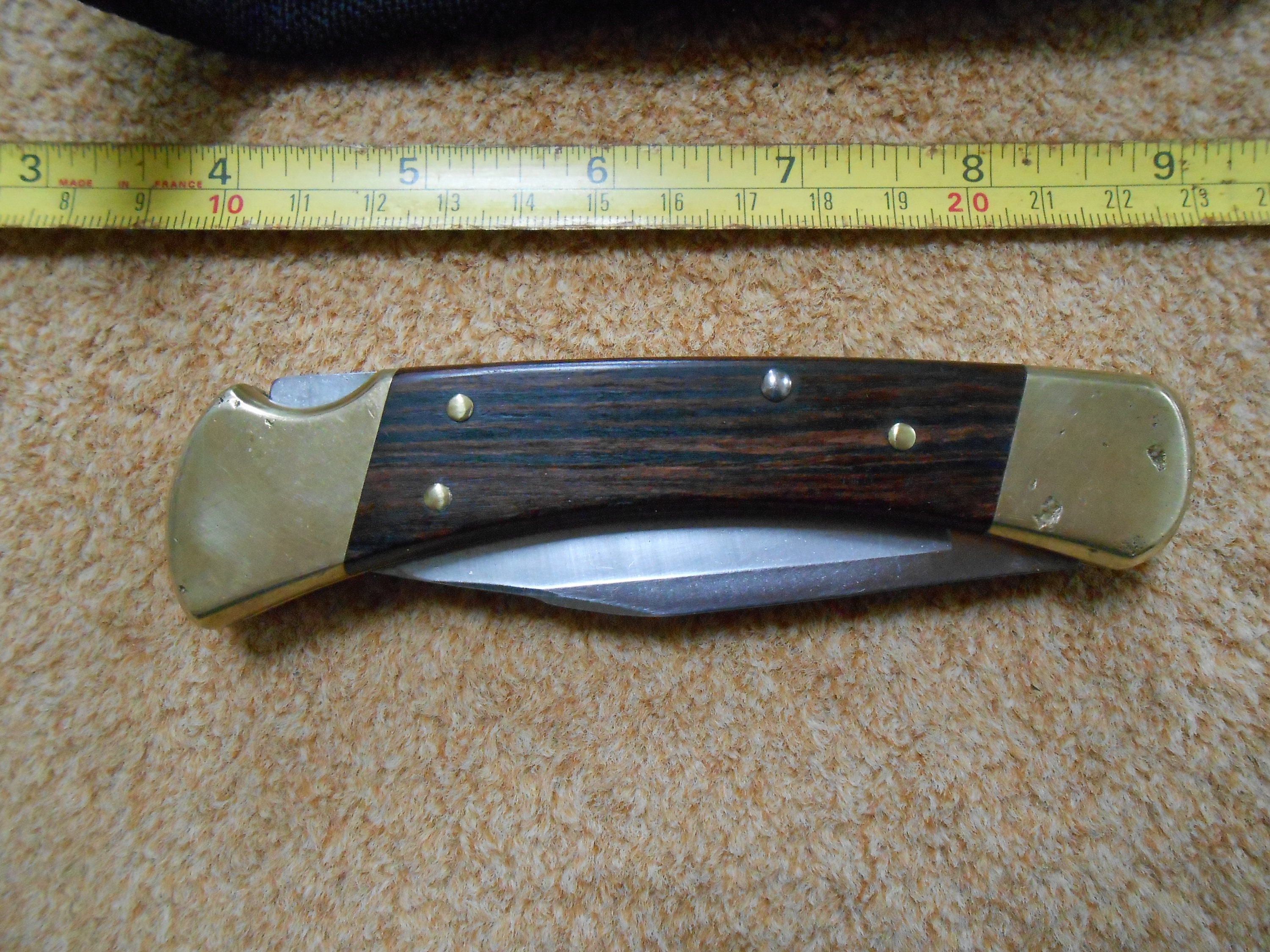 Buck 110 Pocket Knife. Brass Body Wood Scales. Original Buck Etsy