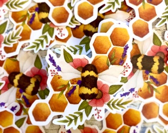 Cute Bee Watercolour Sticker Honey bee