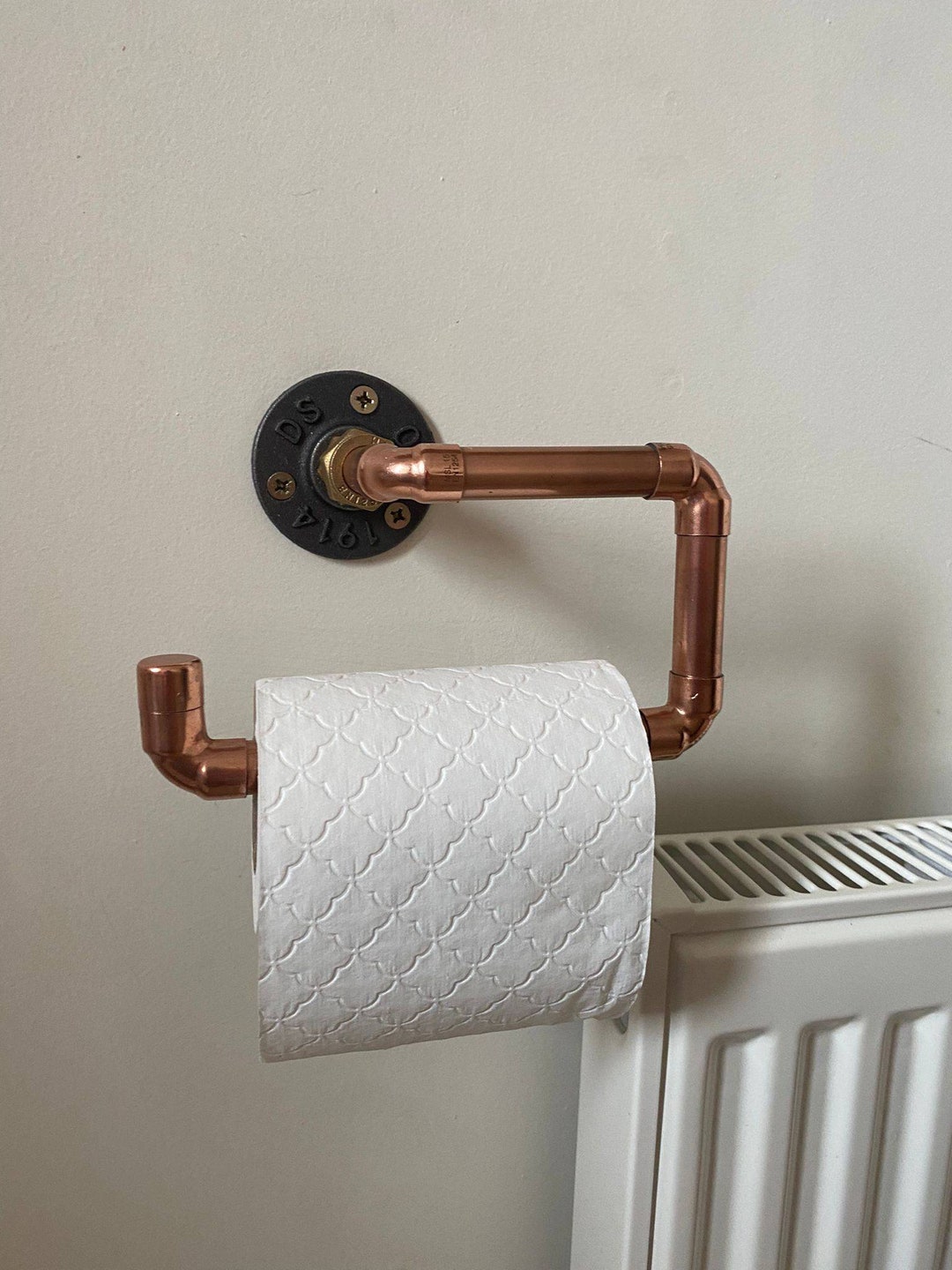 Copper Pipe Wall Mounted Industrial Look Toilet Roll Holder Etsy