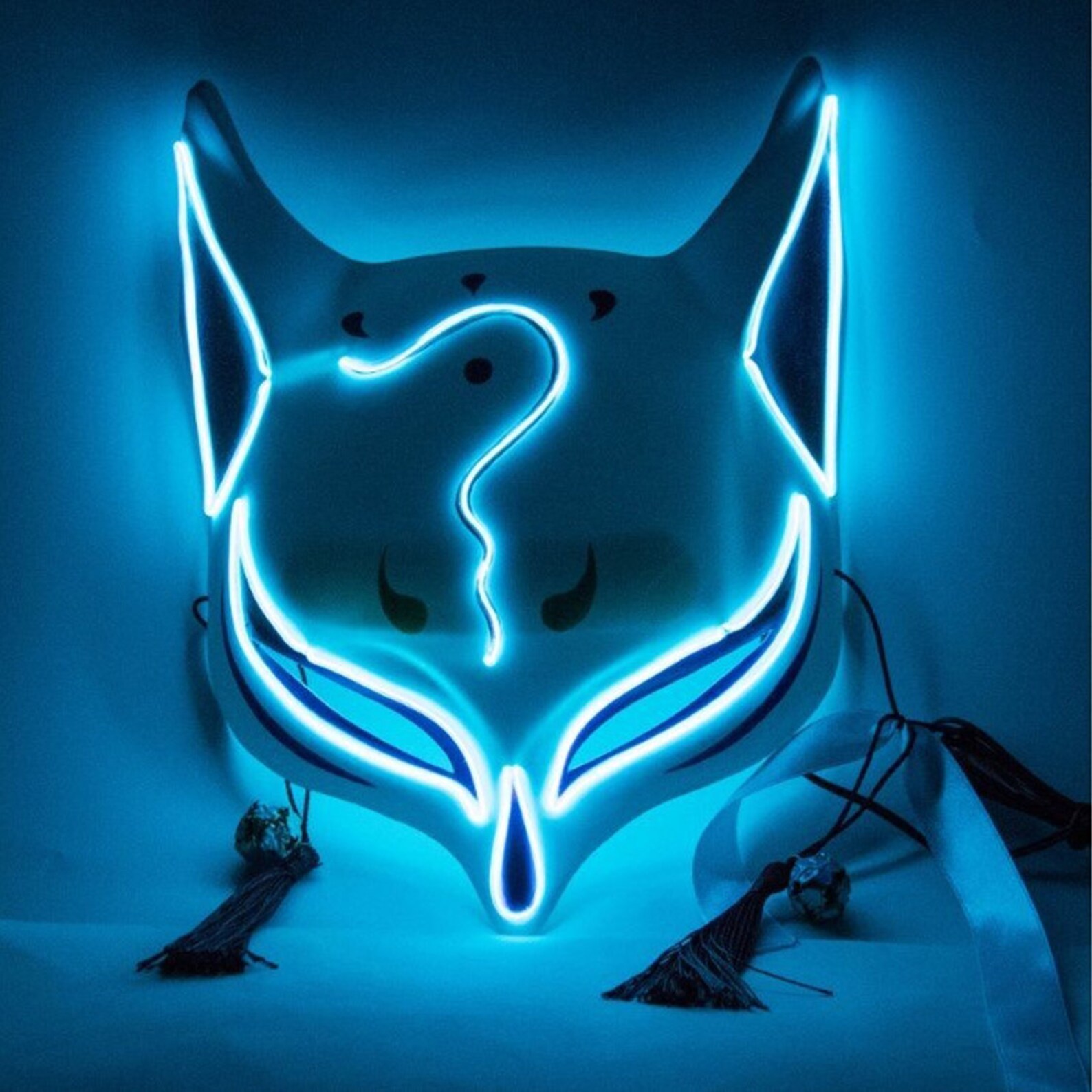 Kitsune Led Mask Kitsune Cosplay Mask Etsy