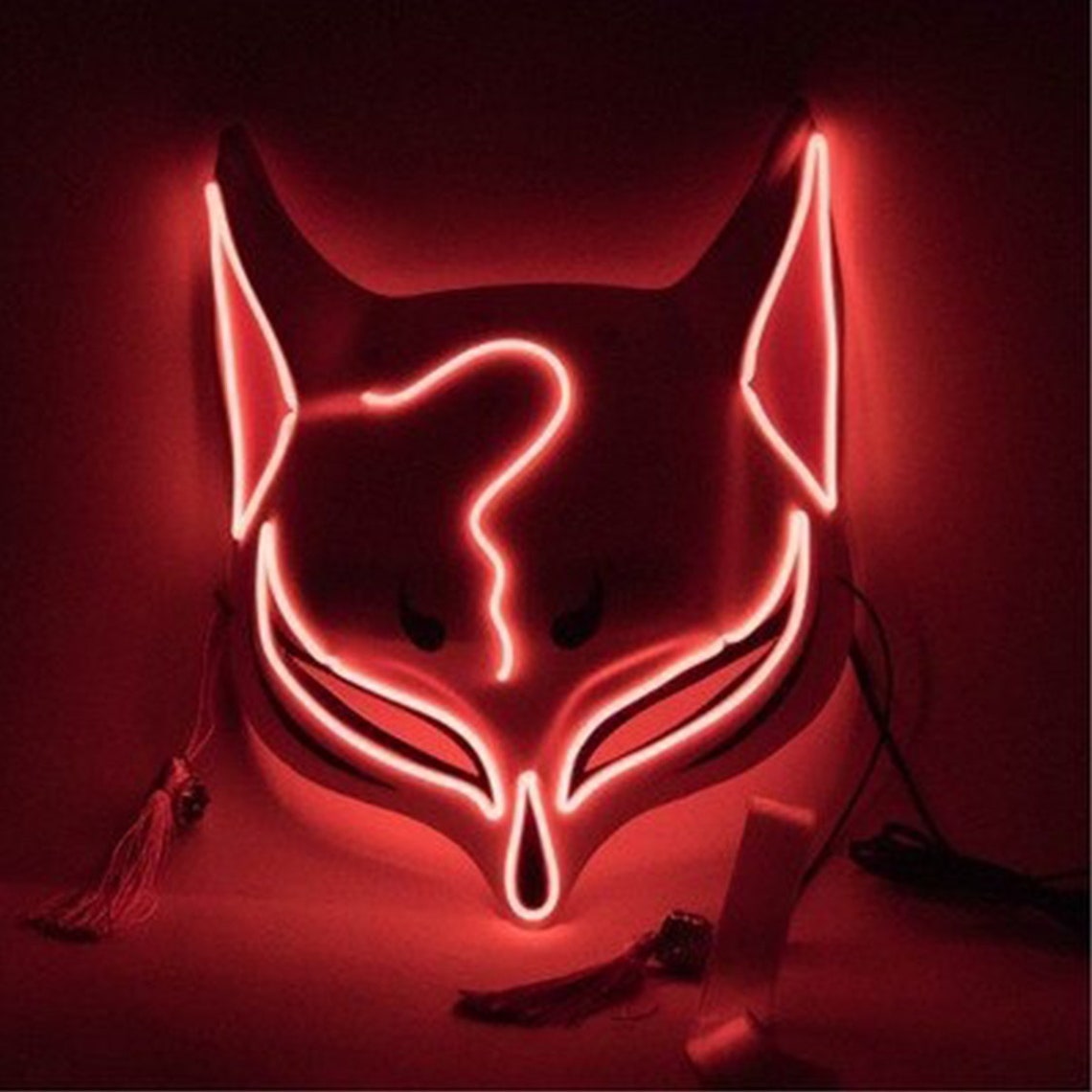 Kitsune Led Mask Kitsune Cosplay Mask Etsy