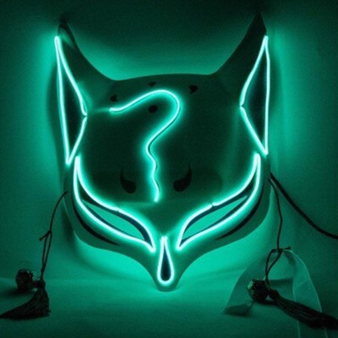 Kitsune Led Mask Kitsune Cosplay Mask Etsy