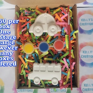 Cajas de fiesta con imanes para pintar tu propio vehículo. Bolsas de fiesta personalizadas, paquete de fiesta, kit de manualidades para niños, set de regalo para fiestas infantiles, relleno para bolsas de fiesta. imagen 1