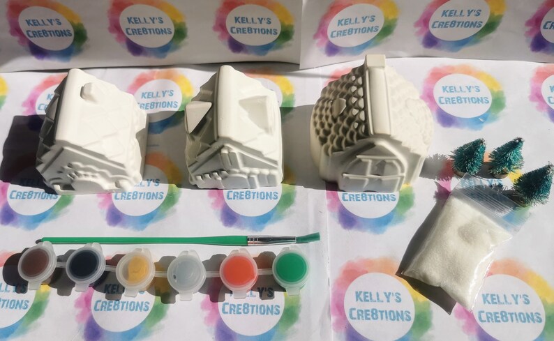 Paint Your Own Christmas Village. Paint your own kit, kids craft kit, children's gift idea, Birthday gift, Christmas Eve Box. image 5
