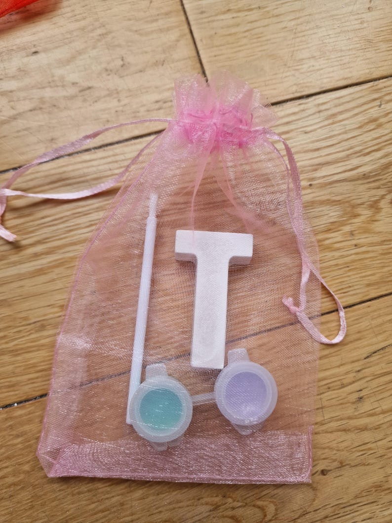 Paint Your Own Initial Bag. Personalised Party Bags, Party Pack, kids craft kit, children's party gift, party bag filler, party favour image 9