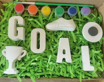 Magnet:Paint Your Football/ world cup Magnet Set. Paint your own kit, kids craft kit, children's gift idea, kids activity