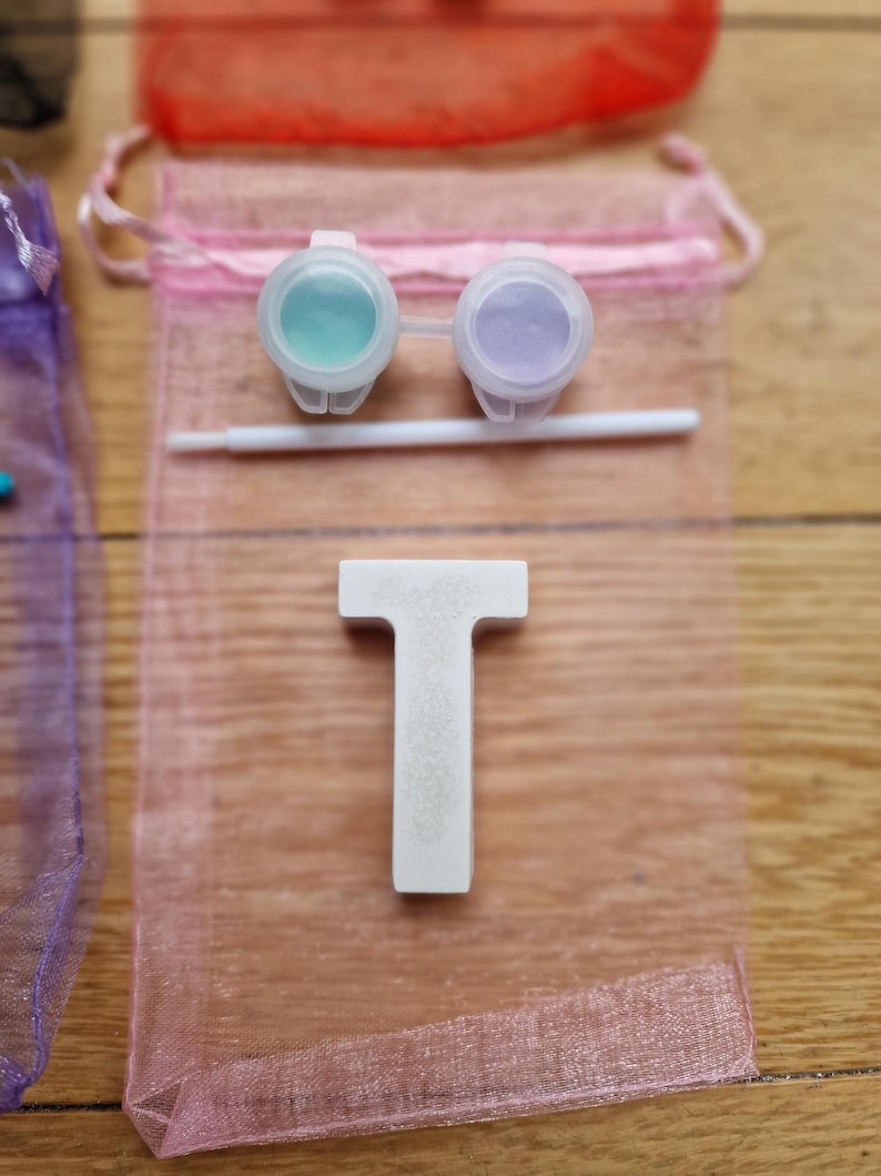 Paint Your Own Initial Bag. Personalised Party Bags, Party Pack, kids craft kit, children's party gift, party bag filler, party favour Pastel