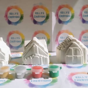 Paint Your Own Christmas Village. Paint your own kit, kids craft kit, children's gift idea, Birthday gift, Christmas Eve Box. image 1