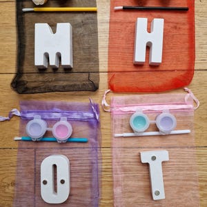 Paint Your Own Initial Bag. Personalised Party Bags, Party Pack, kids craft kit, children's party gift, party bag filler, party favour image 7