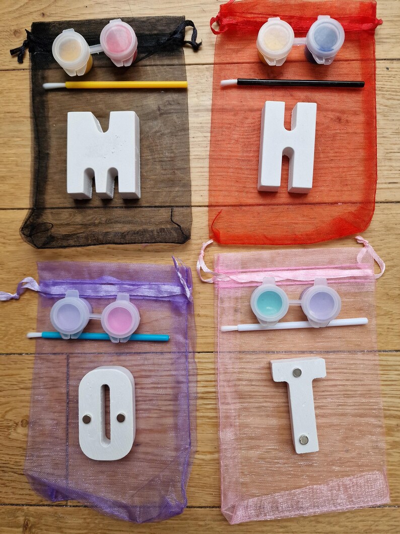 Paint Your Own Initial Bag. Personalised Party Bags, Party Pack, kids craft kit, children's party gift, party bag filler, party favour image 7