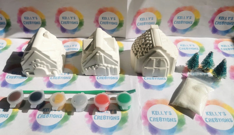 Paint Your Own Christmas Village. Paint your own kit, kids craft kit, children's gift idea, Birthday gift, Christmas Eve Box. image 8