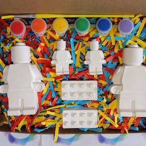 Magnet:Paint Your Own Brickmen Magnet Set. Paint your own kit, kids craft kit, children's gift idea, kids activity