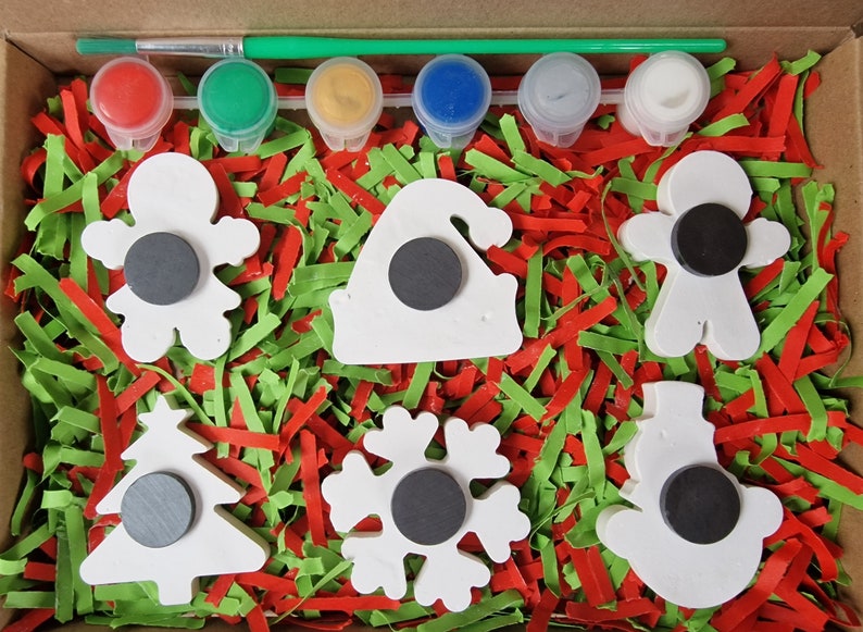 Paint your own Christmas Magnets: Gingerbread person, Tree, Snowflake, Snowman or Santa Hat Christmas Eve box fillers , Stocking fillers image 4