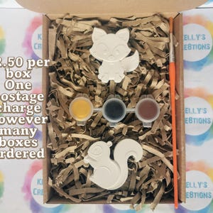 Magnet. Paint Your Own Woodland Animal Magnet Party Bags. Personalised Party Bags, Party Pack, children's party gift set, party bag filler image 1