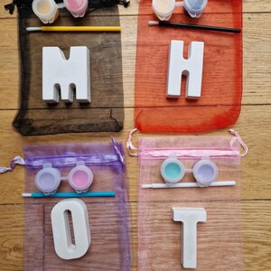 Paint Your Own Initial Bag. Personalised Party Bags, Party Pack, kids craft kit, children's party gift, party bag filler, party favour image 2