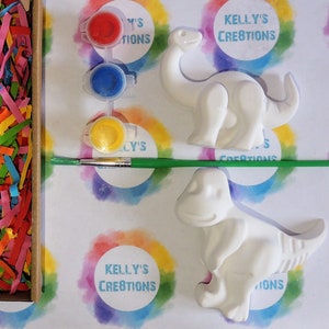 Magnet:Paint Your Own Dinosaur Party Boxes. Personalised Party Bags, Party Pack, kids craft kit, children's party gift set, party bag filler afbeelding 7