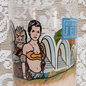 Vintage STAR WARS Return of the Jedi GLASS 1983 Jabba the Hutt Burger King Promo Princess Leia