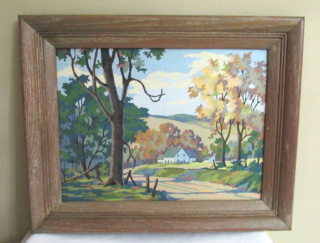 Vintage Framed PAINT BY NUMBERS Picture the Old Homestead Craft Master ...