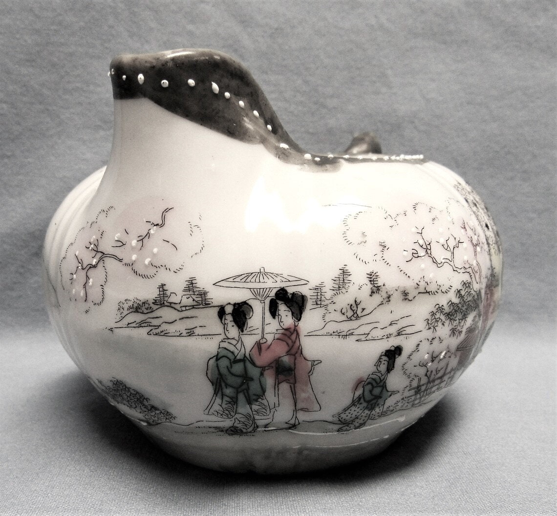 Antique Japanese Porcelain Creamer Pitcher Geisha Scene Hand