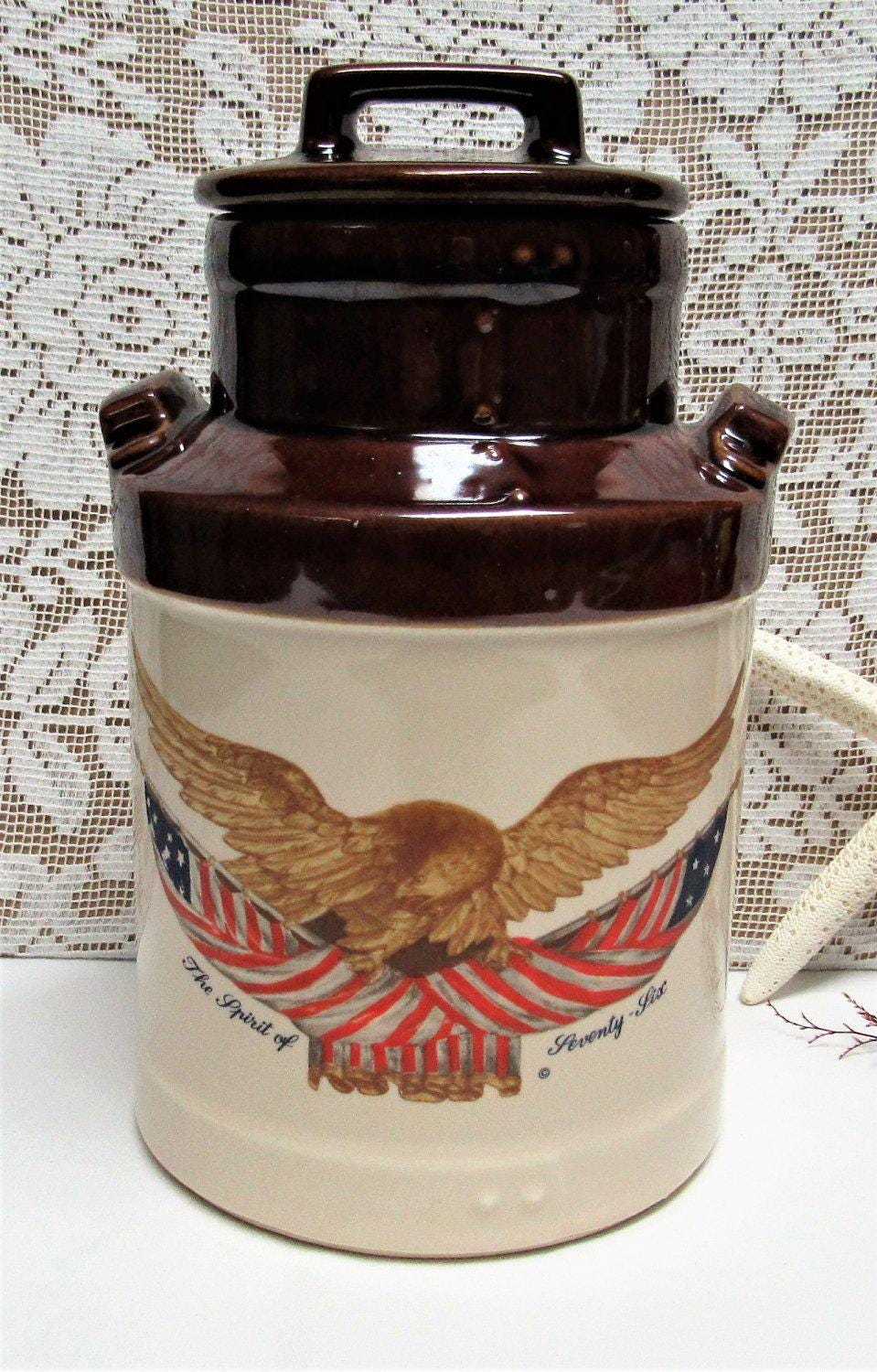 Vintage Mccoy POTTERY Wooden Eagle Canister Cookie Jar SPIRIT OF