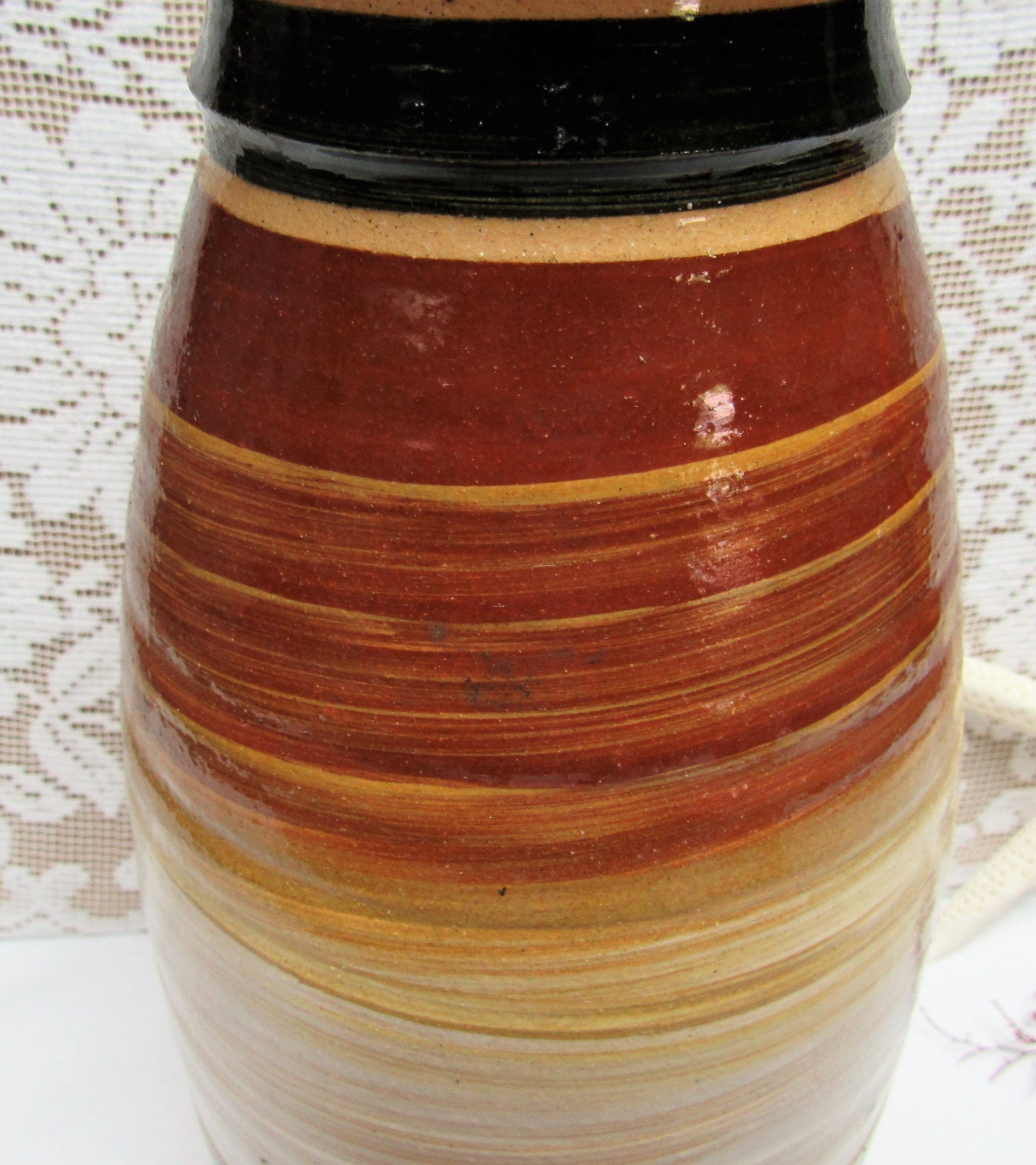 Vintage BLOOMINGTON POTTERY Large Swirl VASE Brown White Tan Etsy