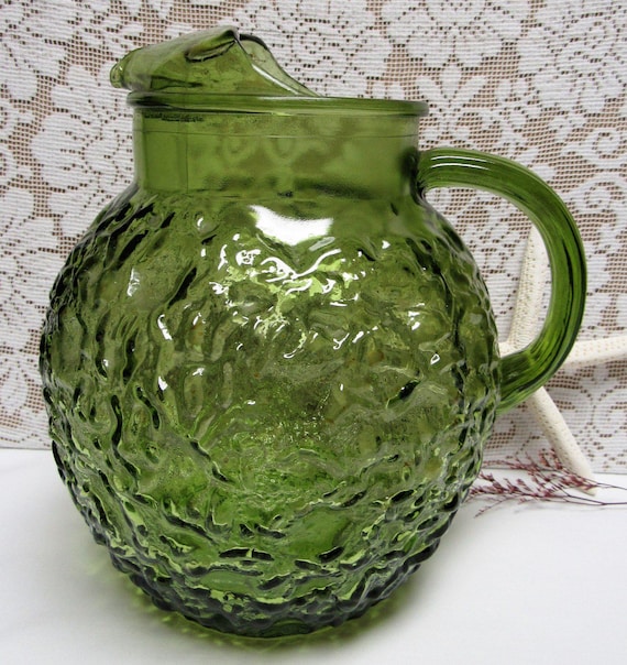Vintage ANCHOR HOCKING Lido Milano Ice Lip Ball PITCHER Avocado Green Glass  1970s 12 Cups Groovy Farmhouse - Etsy