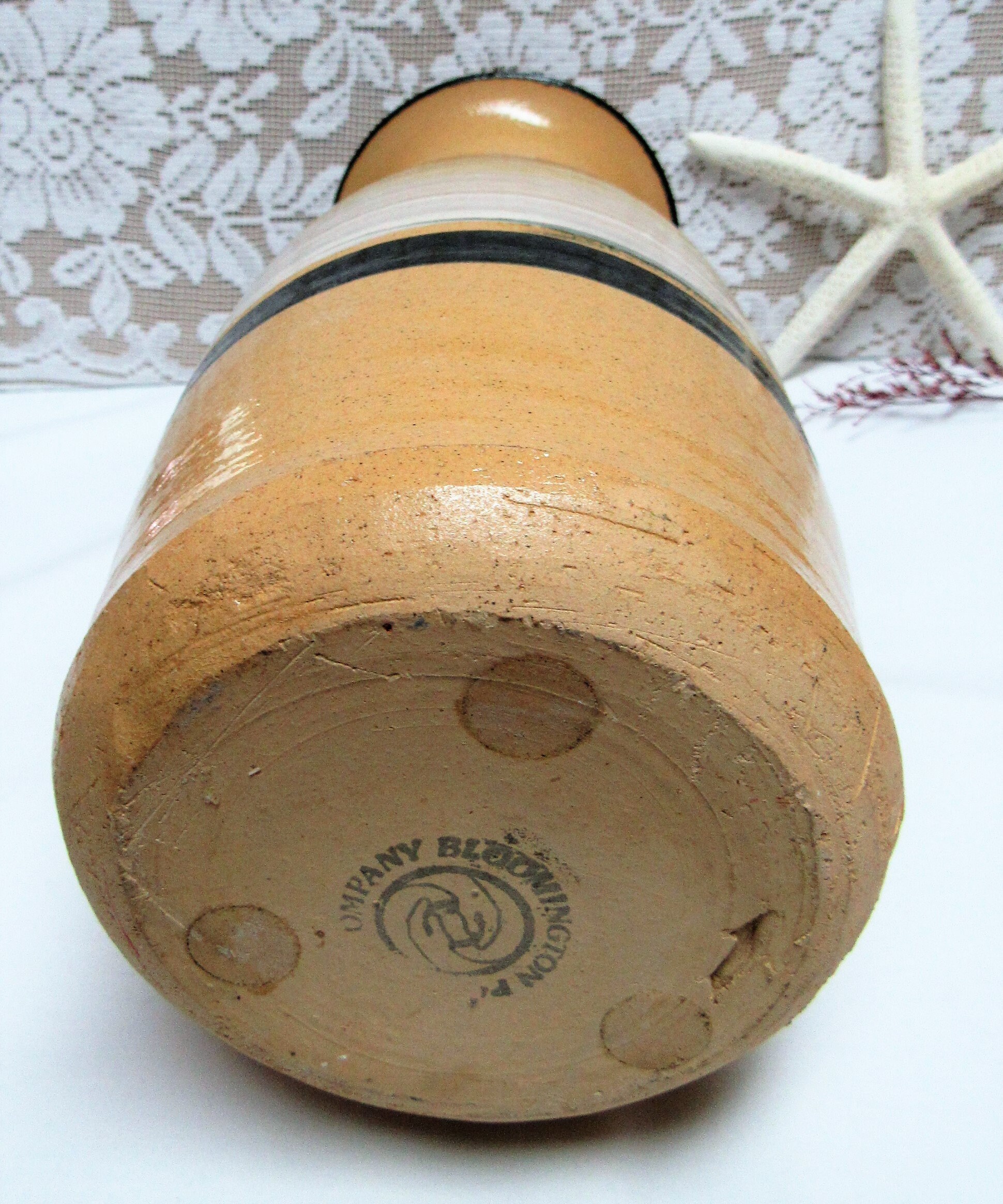 Vintage BLOOMINGTON POTTERY Large Swirl VASE Brown White Tan Etsy