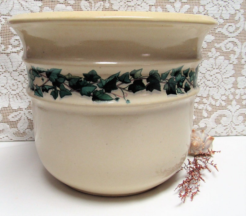 Vintage ZANESVILLE STONEWARE Pottery Crock Large Planter Pot Ivy Garden Border Zanesville Ohio