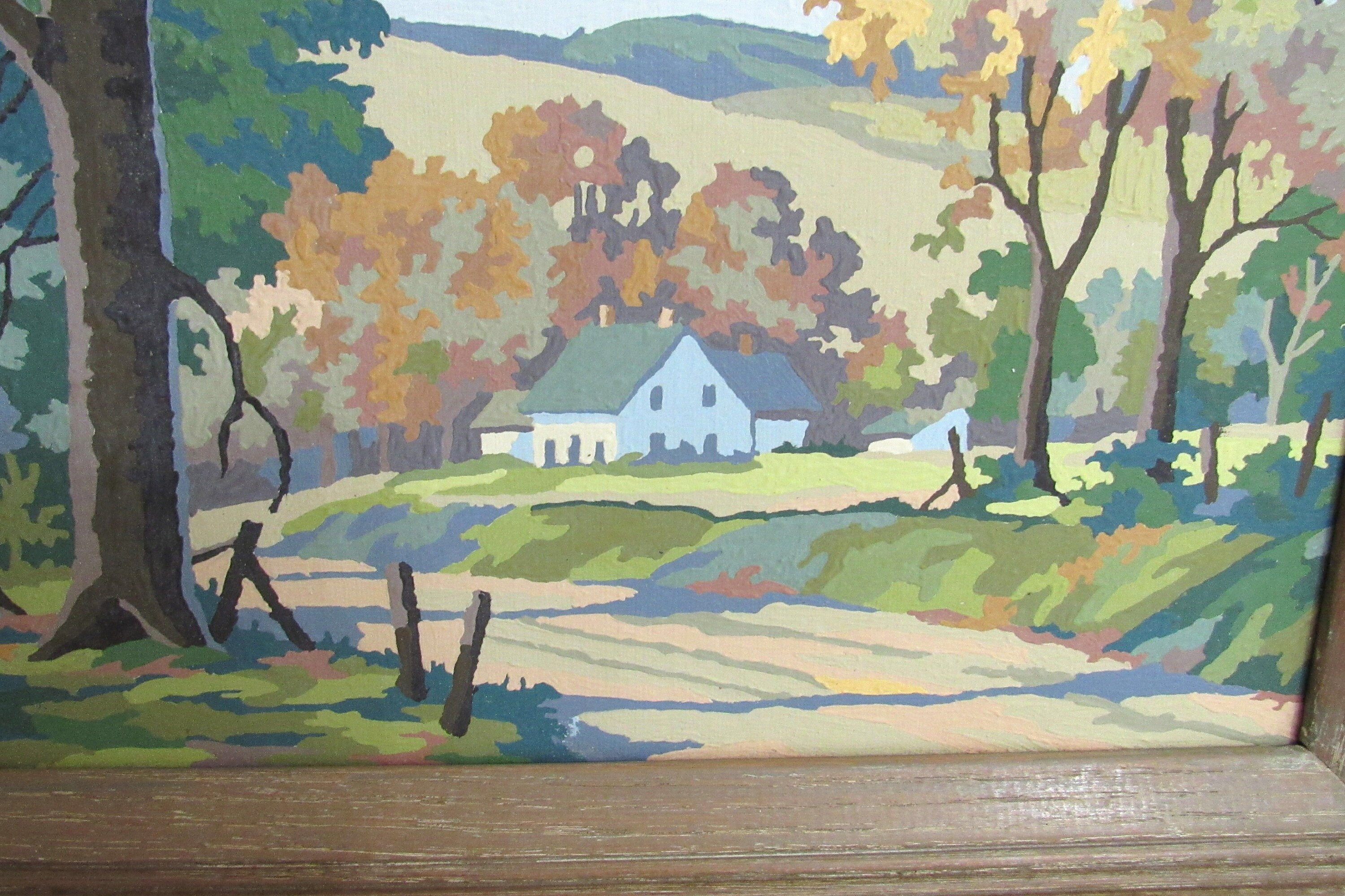 Vintage Framed PAINT BY NUMBERS Picture the Old Homestead Craft Master ...