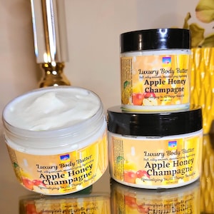 Apple Honey Champagne Whipped Body Butter,  Organic Body Butter, Body Butter for Dry Skin, Skincare for Women, Bath and Body for Women