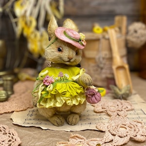 Hare plush rabbit handmade interior toy made of oak collectible rabbit artist teddy rabbit toy bunny friends teddy toy vintage rabbit oak so