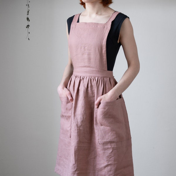Poetic linen apron (various colours) - victorian apron / woman romantic apron / 100% linen apron