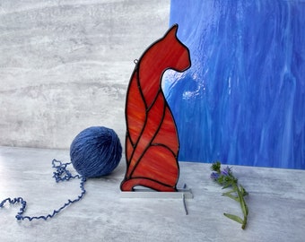 Red Cat: Perfect Gift for Red-Haired Girls! Stain Glass with Cute Kitty Design. Funny Pet Art for him her bff Mother's day gift Gift for mom